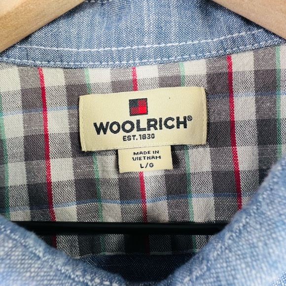 WOOLRICH MENS SZ L SHORT SLEEVE HEATHERED CASUAL BUTTON UP SHIRT - Picture 7 of 9